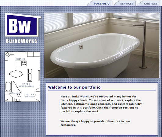 A screen capture of the BurkeWorks.ca website