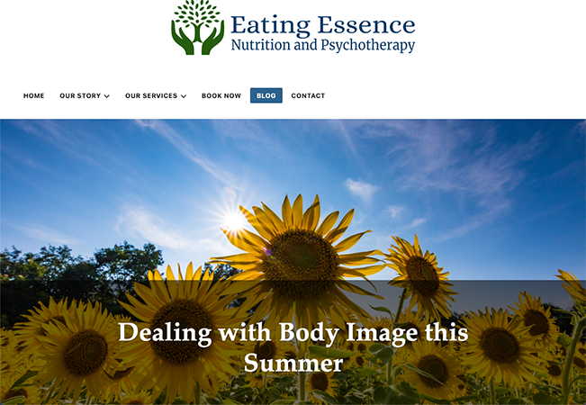 A screen capture of the EatingEssence.ca website
