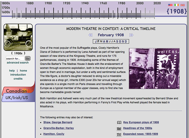 A screen capture of Modern Theatre in Context