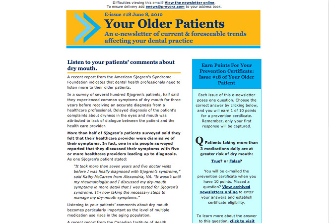 Your Older Patient HTML email newsletter